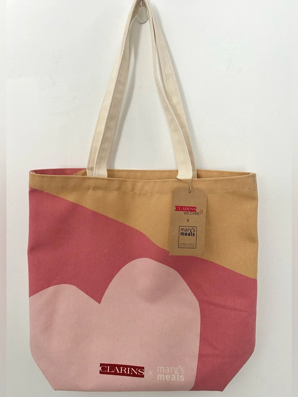Clarins Pink & Beige Canvas Tote with Assorted Skincare Mini’s Set